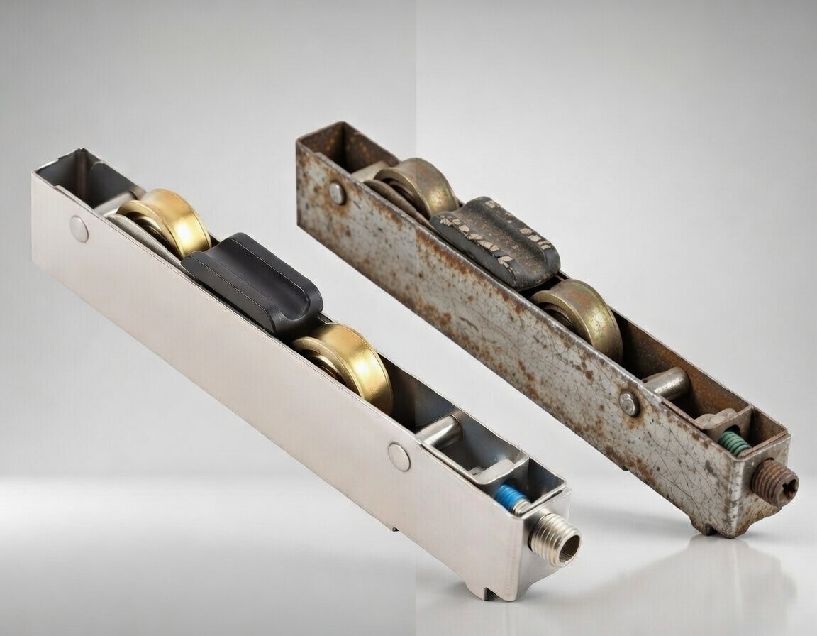  A tolóajtó görgőinek védelme az időjárástól és a szennyeződésektől